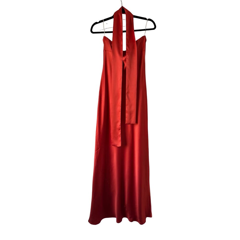 Reformation Silk Strapless Midi Dress Rust Size M Scarf Included - Picture 3 of 6